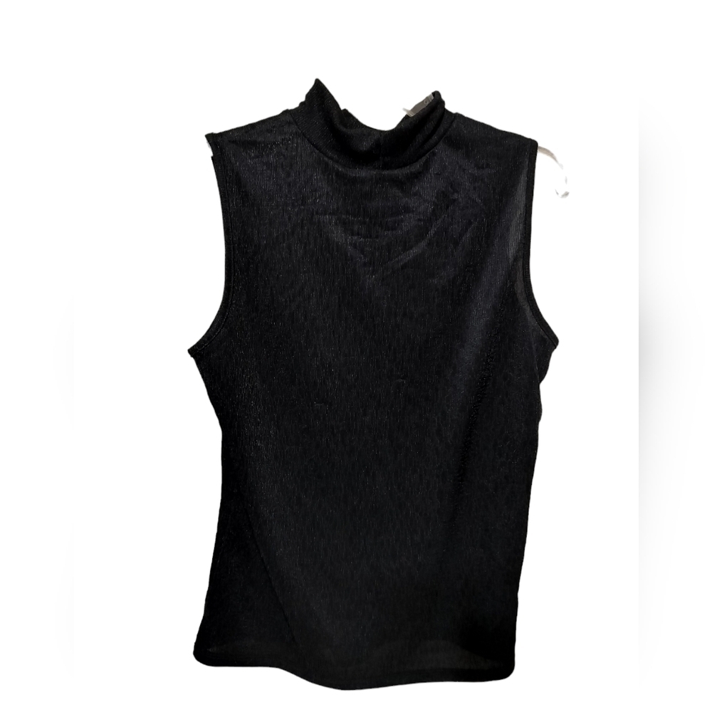 2523) Fred David Black Sleeveless Mockneck Pullover Top Size Large